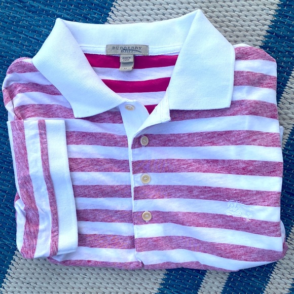 Burberry Other - Mens Burberry striped Polo 💯% Cotton! Inside out design! HOT!🔥Like New! Medium